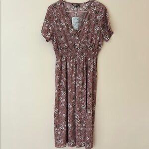 SHEIN Pink Flutter Sleeve V-Neck Sundress